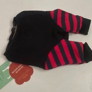Dog Hoodie – Black with Red Stripe Sleeves